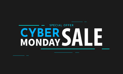 Cyber monday sale background. Cyber monday background for promotion, special offer. Advertising banner, shopping website template. Vector illustration