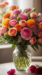 Obraz na płótnie Canvas bouquet of roses in a vase