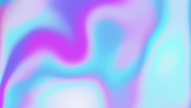 Iridescent background. Blur neon glow. Holographic animation. Defocused cyan blue pink yellow color gradient fluid motion smooth art abstract free space texture.
