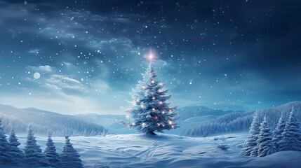 Fototapeta na wymiar light winter background, christmas tree, snow, generative ai