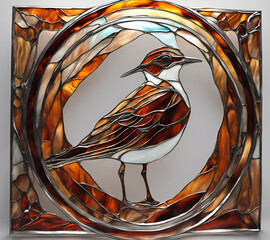 Killdeer bird, abstract painting in stained glass style