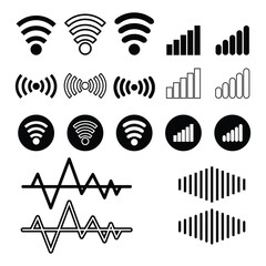 Wi-fi, wireless connection, antenna signal strength icon. Vector on isolated white background - obrazy, fototapety, plakaty