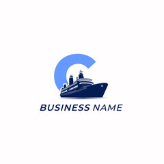 design logo combine letter C and ship