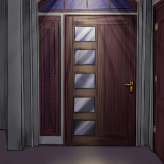 Interior design illustration, wooden door