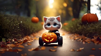 Cute IA-Cat driving a car