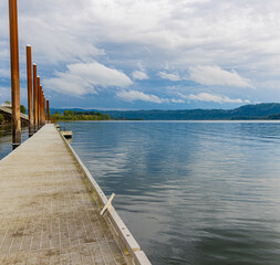 Floating Pier On The Columbia River at Steamboat Landing Park, Washougal, Washington, USA