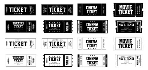 Ticket for entrance to movie, cinema, theatre and illustration template ticket to event. Vector illustration.