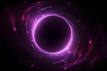 closeup of a black hole encircled with purple plasm