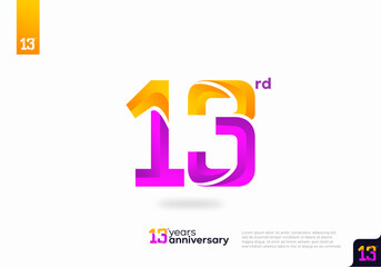 Modern number 13rd years anniversary logotype on white background