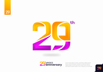 Modern number 29th years anniversary logotype on white background