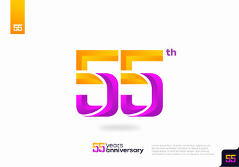 Modern number 55th years anniversary logotype on white background