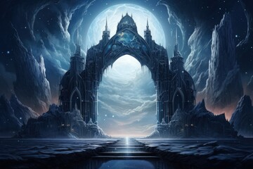 Mystical moonstone portals, bridging the gap between realms and dimensions - Generative AI - obrazy, fototapety, plakaty