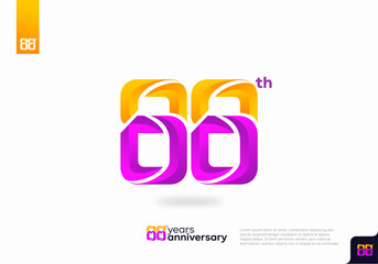 Modern number 88th years anniversary logotype on white background