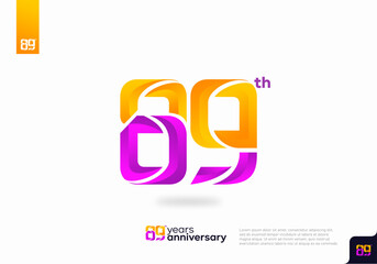 Modern number 89th years anniversary logotype on white background