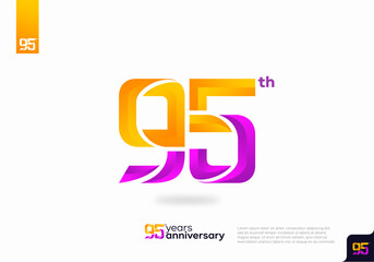 Modern number 95th years anniversary logotype on white background