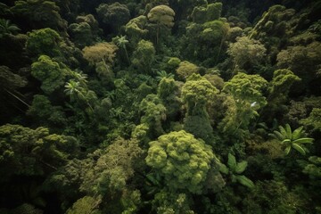 Fototapeta na wymiar view of lush rainforest from above. Generative AI