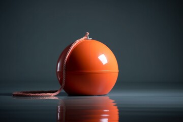 floating buoy on plain backdrop. Generative AI - obrazy, fototapety, plakaty