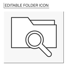 Document case line icon. Searching information in the folder. Folder concept. Isolated vector illustration. Editable stroke