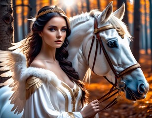 Fototapeta na wymiar woman with horse