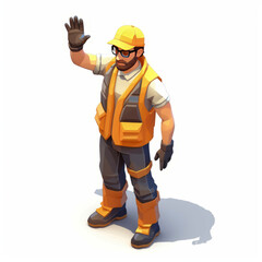 construction foreman, chief safety engineer, attention on construction, 3d character