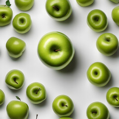 Green apple on a white surface