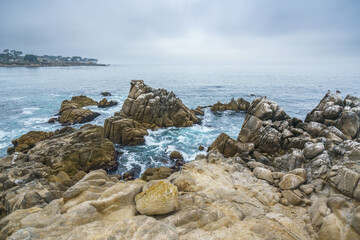Fototapeta na wymiar Monterey Bay. Beautiful rocky beach, and beautiful Pacific ocean