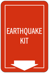 Earthquake shelter sign and labels earthquake kit