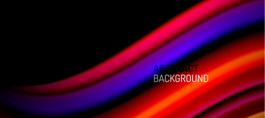 Rainbow color wave lines on black. Techno or business abstract background for posters, covers, banners, brochures, websites