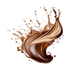 Chocolate splash isolated on transparency background, Generative ai