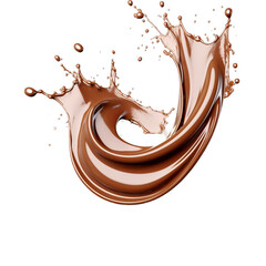 Chocolate splash isolated on transparency background, Generative ai