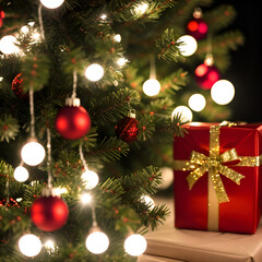 Fototapeta na wymiar Christmas lights and gifts