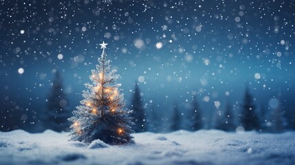 Obraz na płótnie Canvas light winter background, christmas tree, snow, generative ai