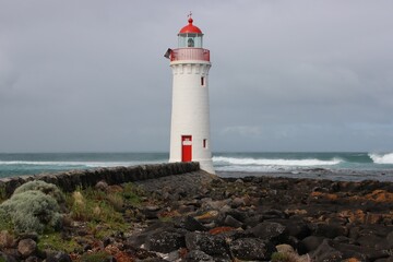 Fototapeta na wymiar Griffiths Island Lighthouse, Port Fairy, Victoria, Australia.
