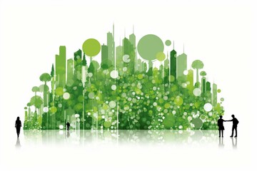 Graph depicting corporate social and environmental responsibility with green environmental themes on a white background. Generative AI - obrazy, fototapety, plakaty