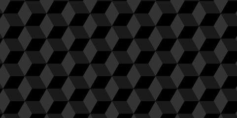 Abstract geometric black cube structure mosaic and tile square background. Seamless geometric pattern abstract background. abstract cubes geometric dark black color backdrop hexagon technology. - obrazy, fototapety, plakaty
