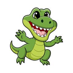 Cute crocodile cartoon on white background