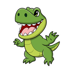 Cute crocodile cartoon on white background