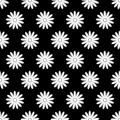 silhouatte daisy flower siamless pattern