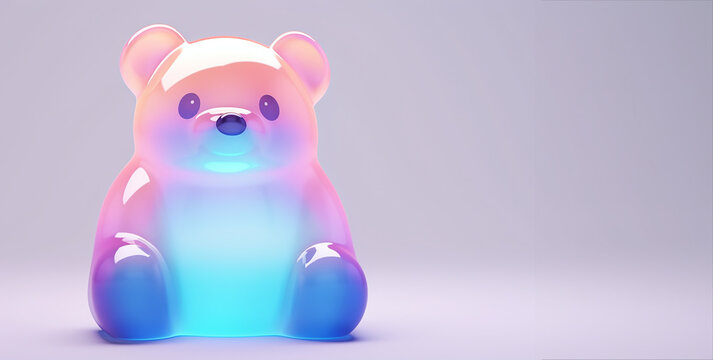 3D Holographic bear on bright background
