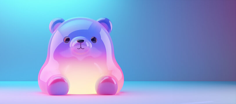 3D, Holographic bear on bright background
