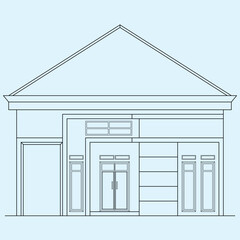 simple house sketch design, model number eight, front view with one floor