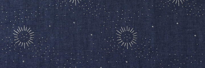 Dark blue fabric with creative white pattern for bed linen