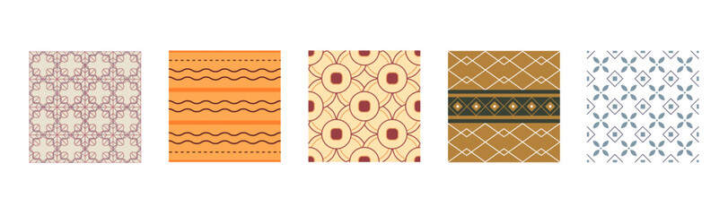 Batik Traditional Pattern. Set of batik traditional pattern illustration. Indonesia batik pattern. Batik Indonesia  - obrazy, fototapety, plakaty