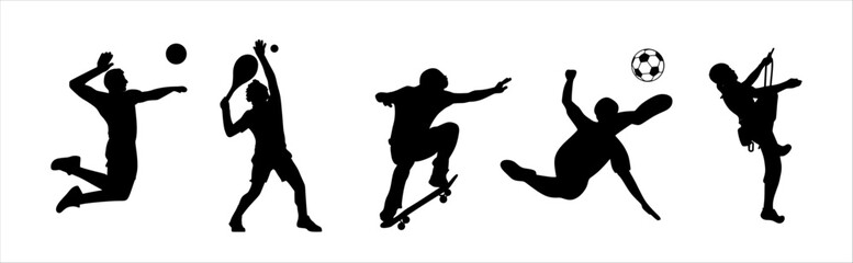 Fototapeta na wymiar Sports silhouette illustration. Set of sports silhouette