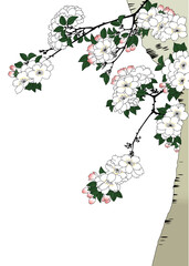 浮世絵　隅田川水神森真崎風の桜イラスト※Affinity Designer作成svgファイル	