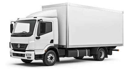 White delivery truck with blank space on back for custom text