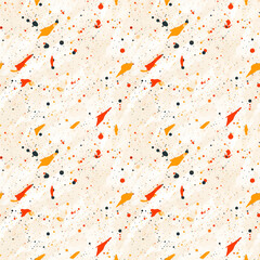 Seamless of White and orange grungy recycled speckled elements natural terrazzo camouflage textured surface seamless repeat pattern, Perfect for textiles and decoration, Wallpaper and packaging