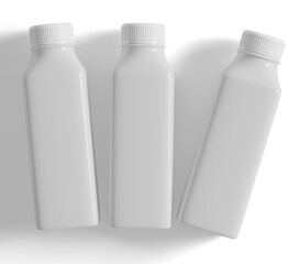 Plastic bottle white color and solid texture rendering 3D Illustration