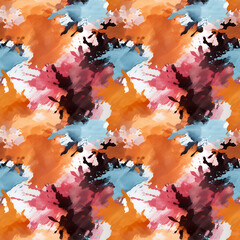 Seamless pattern of Abstract Digital Hand Painting Tie Dye Watercolor Brush Strokes Stains, Splashes Seamless Pattern, perfect for textiles and decoration, Wallpaper and packaging