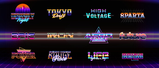 Retro badge cyberpunk techno 80s collection © endemiq